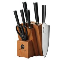 Ginsu Chikara Series Fully Forged 8-Piece Japanese Steel Knife Set – Cutlery Set with 420J Stainless Steel Kitchen Knives – Toffee Finish Block, 07138DS