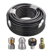 M MINGLE Sewer Jetter Kit for Pressure Washer, 1/4 Inch NPT, 100 Feet Hose, Button Nose and Rotating Sewer Jetting Nozzle, Orifice 4.0, 4.5, 4000 PSI