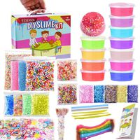 Slime Kit - Slime Supplies Slime Making Kit for Girls Boys, Kids Art Craft, Crystal Clear Slime, Glitter, Unicorn Slime Charms, Fruit Slices, Fishbowl Beads Girls Toys Gifts for Kids Age 6+ Year Old