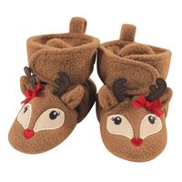 Hudson Baby Unisex Baby Cozy Fleece Booties, Girl Reindeer, 12-18 Months