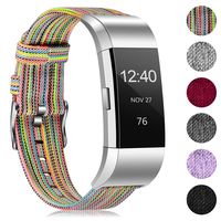 Humenn Bands Compatible with Fitbit Charge 2, Breathable Woven Fabric Quick Replacement Wristband Straps, Women Men