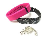 Set Large L 1 Ornament Design 1 Pink Colors Replacement Bands With Clasps for Fitbit FLEX Only /No tracker/ Wireless Activity Bracelet Sport Wristband Fit Bit Flex Bracelet Sport Arm Band Armband + Nice Crystals Feather Brooch