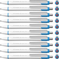 Schneider Slider Xite Retractable Ballpoint, White Barrel w/Blue Accents, Red Ink, Box of 10 (133202)