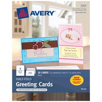 Avery Greeting Cards, Inkjet Printers, 20 Blank Cards and Envelopes, 5.5 x 8.5, Folded (3265)