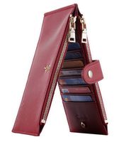 Travelambo Womens Walllet RFID Blocking Bifold Multi Card Case Wallet with Zipper Pocket (CH Red Deep 2285)