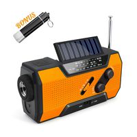 Emergency Outtdoor Solar Crank AM/FM/NOAA/Weather Radio with Flashlight,2000 mAh Power Bank,SOS Alarm, Reading Lamp,Phone Charger for Tornadoes Hurricanes,and Storms (Orange1)