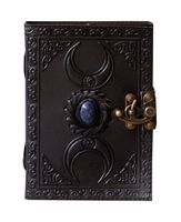 Leather Journal Handmade Black Third Eye Stone Celtic Triple Moon Embossed Vintage Daily Notepad Unlined Paper 7 x 5 Inches, Sketchbook & Writing Notebook