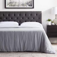 LUCID Mid-Rise Upholstered Headboard - Adjustable Height from 34" to 46", Full, Charcoal