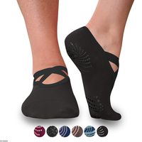 Gaiam Yoga Barre Socks | 2 Pack | Non Slip Sticky Toe Grip Accessories for Women & Men | Pure Barre, Yoga, Pilates, Dance | One Size Fits Most, Midnight