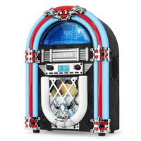 Victrola Retro Desktop Jukebox with CD Player, FM Radio, Bluetooth, and Color Changing LED Lights, 15-Inch Tall