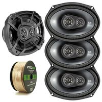 Car Speaker Package Of 4x Kicker 43CSC6934 900-Watt 6" x 9" Inch CS Series 3-Way Black Car Coaxial Speakers - Bundle Combo With Enrock 50 Foot 14 Gauge Speaker Wire