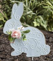 The Lakeside Collection Pastel Easter Bunny Garden Stake for Holiday Landscaping - Blue