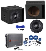 Rockville W10K6D2 V2 10" 2000w Subwoofer+Vented Sub Enclosure+Amplifier+Amp Kit