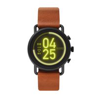 Skagen Connected Falster 3 Stainless Steel and Leather Touchscreen Smartwatch, Color: Brown/Black (Model: SKT5201)