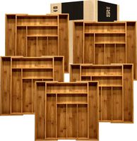 Utopia Kitchen Bamboo Cutlery & Knives Tool Tray - 8 Compartments - Expandable Organizer (Bulk Pack of 5)