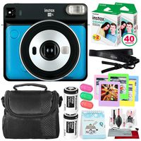 Fujifilm instax Square SQ6 Instant Film Camera (Metallic Blue) + 40 Sheet Square Instant Film + Camera Bag + Deluxe Bundle (USA Warrantty)