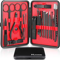 Hunwoo Professional Manicure Set, Nail Clippers Set 18 in 1 Grooming Kit Stainless Steel Nail Scissors Nail Cutter Pedicure Set Great Gift for Men & Women