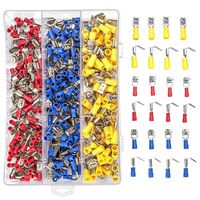 Sibaok 300pcs A.W.G 12-10/16-14/22-16 Crimp Connector Kit PVC Semi-Insulated Piggy Back Spade Quick Splice Male/Female Wire Terminals
