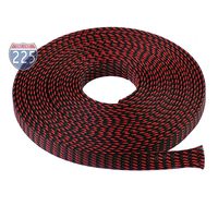 20 FT 5/8" 16mm Black Red Expandable Wire Cable Braided Sleeving Sheathing Loom Tubing US