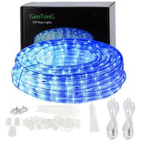GuoTonG 50ft/15m Plug in LED Rope Lights, 540 Flexible Blue LEDs, 110V, 2 Wires, Waterproof, Connectable, Power Plug Built-in Fuse Design, Indoor/Outdoor Use, Ideal for Backyards, Decorative Lighting