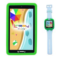 LINSAY New F7KGWG7 Kids Tablet Green Bundle with 1.5" Smart Watch Kids Cam Selfie Green up to 32GB