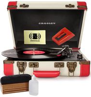Crosley CR6019A-RE Executive Red USB Portable Turntable Deluxe Bundle with Diamond Stylus Replacement Needle, Record Cleaning Kit and Polishing Cloth