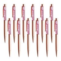 Ballpoint Pens 12 Pcs Rose Gold Metal Pen Refills Bling Dynamic Liquid Sand Pen Black Ink (12Pcs Light Pruple+ Rose Gold)