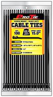 Pro Tie B15HDSM100 15-Inch Heavy Duty Screw Mount Cable Tie, UV Black Nylon, 100-Pack
