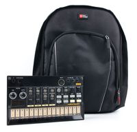 DURAGADGET Black Water-Resistant Backpack with Customisable Interior & Raincover - Compatible with The Korg Volca Beats | Bass | Keys | Sample | Sample OK GO Edition Synthesizers