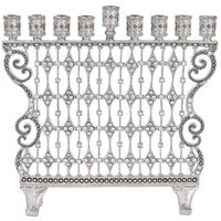 Judaica Jewish Olivia Riegel Elegant Hanukkah Chanukah Clear Crystal Cami Menorah with Swarovski Crystals