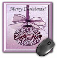 3dRose LLC 8 X 8 X 0.25 Inches Pink Swirl Ornament with Bow Merry Christmas Mouse Pad (mp_26943_1)