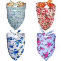 Dog Bandanas 4PCS Triangle Bibs Scarf Kerchief Accessories for Small Medium Large Dogs Reversible Patterns Printed Neckerchief Set for Girl Dogs Pet (Floral Printed, Large（23.6" x 16.5" x16.5"）)