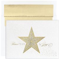 Masterpiece Holiday Collection 16-Count Christmas Cards with Foil Lined Envelopes, Shimmer Star