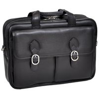 McKlein, L Series, Hyde Park, Top Grain Cowhide Leather, 15" Leather Double Compartment Laptop Briefcase, Black (15735C)