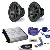 KICKER Two 43CVR124 12" CompVR Subwoofers & Hifonics ZXX-1200.1D Zeus 1200 Watt Amplifier & Wiring Kit