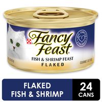 Purina Fancy Feast Wet Cat Food, Flaked Fish & Shrimp Feast - (24) 3 oz. Cans