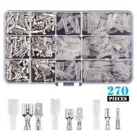 Kinstecks 270PCS 2.8mm 4.8mm 6.3mm Wire Spade Connector Male and Female Quick Splice Wire Crimp Terminal Block with Insulating Sleeve Assortment Kit for DIY Electrical Motorcycle Vehicle Boat