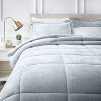 AmazonBasics Ultra-Soft Micromink Sherpa Comforter Bed Set - Full or Queen, Grey
