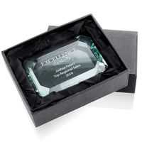 Jade Glass Paperweight Employee Appreciation Gifts - Boosts Employee Morale, Motivation, & Positive Work Environment - 3 Lines Personalized Engraving, Elegant Black Gift Box - Staff Appreciation Gifts