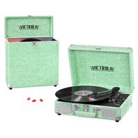 Victrola Record Player Bundle Includes a 3-Speed Turntable, Record Storage Case and Replacement Needles