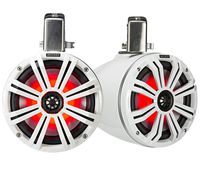 Kicker KMTC65 (165mm) Loaded Marine Cans with 45KM654L speaker pair; white grill on white can