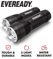 Eveready LED Tactical Flashlight, High Lumens, Zoomable, 3 Light Modes, IPX4 Water Resistant, Durable Metal Body, Lanyard Included
