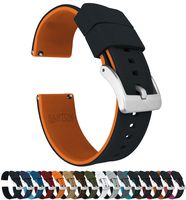 23mm Black/Pumpkin Orange - Barton Elite Silicone Watch Bands - Quick Release - Choose Strap Color & Width