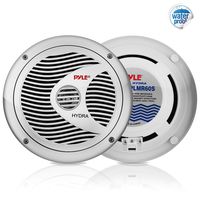 Pyle 6.5" Dual Marine Speakers - 2 Way Waterproof and Weather Resistant Outdoor Audio Stereo Sound System with 150 Watt Power, Polypropylene Cone and Cloth Surround - 1 Pair - PLMR60S (Silver)