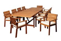 Amazonia Colony 11-Piece Eucalyptus Extendable Rectangular Dining Set