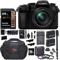 Panasonic Lumix G95MK Mirrorless Camera with 12-60mm f/3.5-5.6 Lens, Lexar 64GB Memory, 2 Spare Batteries with Charger, Monopod, Card Reader, Filter Kit, Cleaning Kit, Bag and More