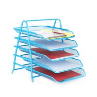 Mind Reader 5TPAPER-BLU 5 Tier Letter Tray Pull Out Drawer Organizer, Folders, Files, Documents, Mail, Blue