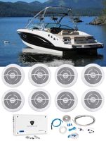 (8) Rockville RMC65W 6.5" Waterproof Marine Boat Speakers+8-Channel Amplifier