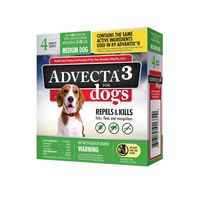 Advecta 3 Flea and Tick Topical Treatment, Flea and Tick Control For Dogs, Medium 11-20 lbs, 4 Month Supply