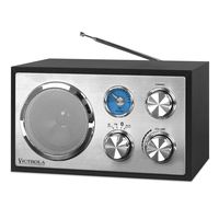 Victrola Wooden Desktop FM Radio with Bluetooth, Black
